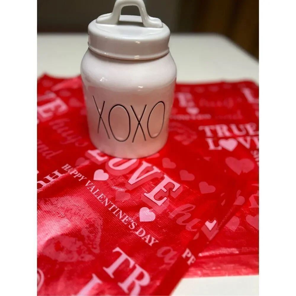 Rae Dunn CANISTER "XOXO" White Canister With White Sealed Lid